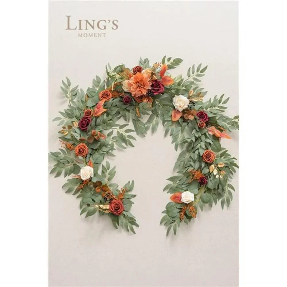 Moment Terracotta Flower Garland - 6FT Eucalyptus & Rose -Sweetheart Table Decor